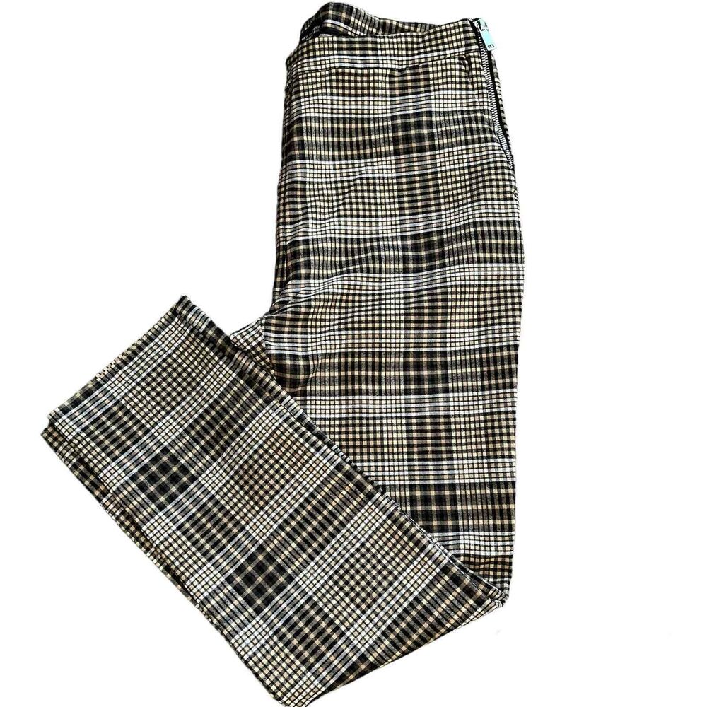 Zara Brown and Tan plaid Trousers size zipper closure size XL academia baddie